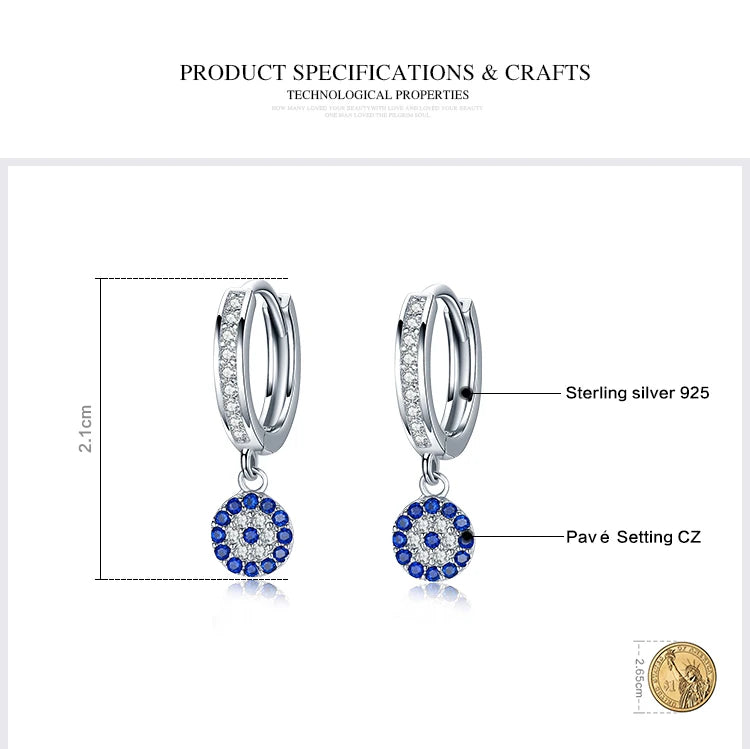 Earrings
 925 Sterling Silver Round Blue