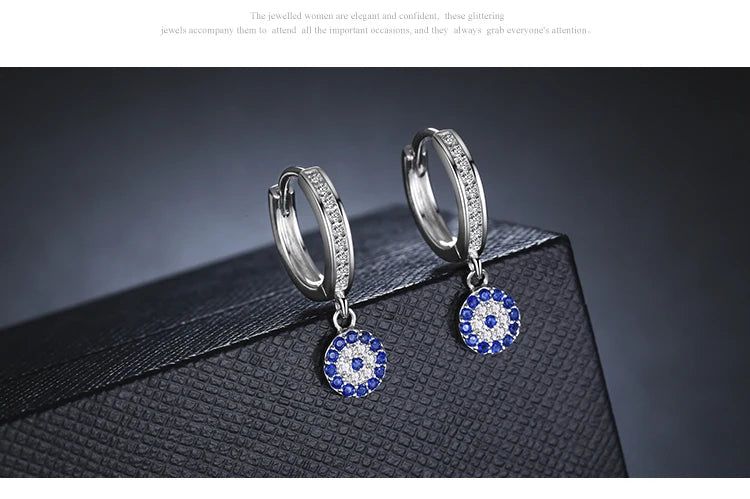 Earrings
 925 Sterling Silver Round Blue