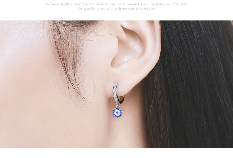 Earrings
 925 Sterling Silver Round Blue