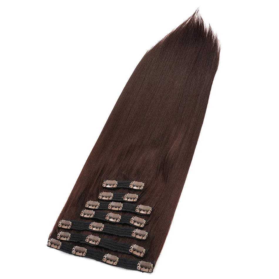 Hair Extensions 
Synthetic Long Clip-in Hair Extentions 20 Clips 24Inches 7/Pcs/Set Straight Natural 
Black Brown Blond Color For Women RYLAI