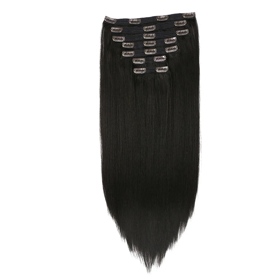 Hair Extensions 
Synthetic Long Clip-in Hair Extentions 20 Clips 24Inches 7/Pcs/Set Straight Natural 
Black Brown Blond Color For Women RYLAI