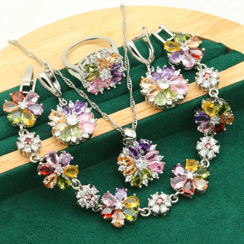 FANTASTIC 
 Jewelry Sets 
For Women 
 Bracelet Earrings Necklace Pendant Ring 4PCS
Classic 925 Silver Gold Color