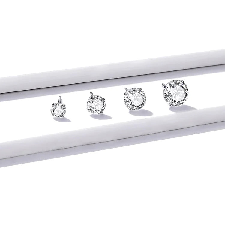 EARRINGS
 3 Pairs Stud Earrings Set 925 Sterling Silver Stone