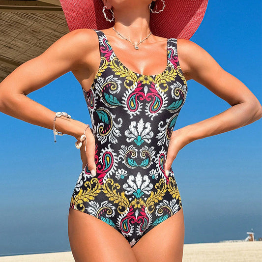 Bikini Print Spaghetti Straps Slimming Swimsuit Slim Fit