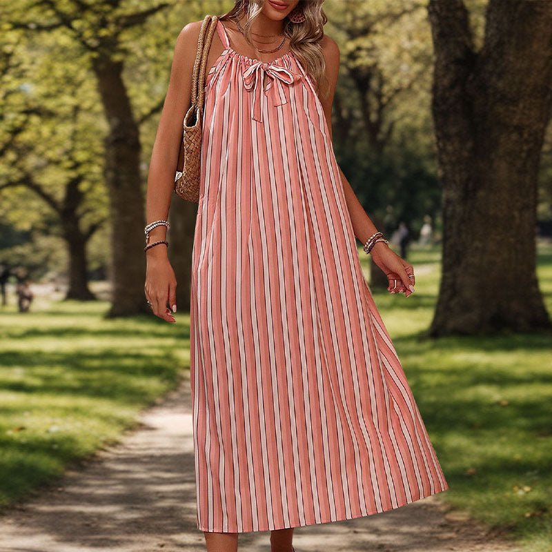 Women's Fashion Striped Loose Sling Dress