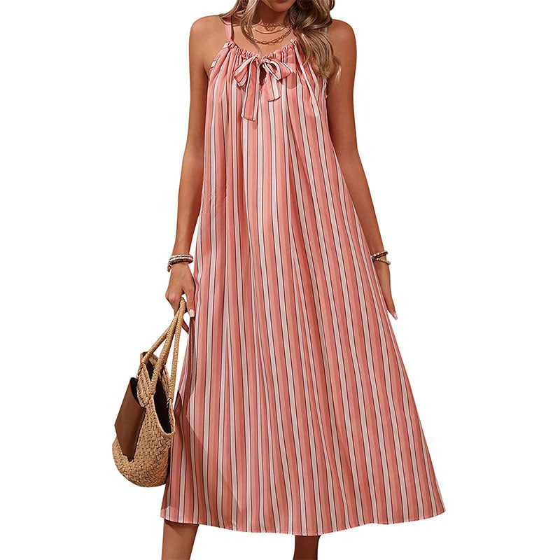 Women's Fashion Striped Loose Sling Dress