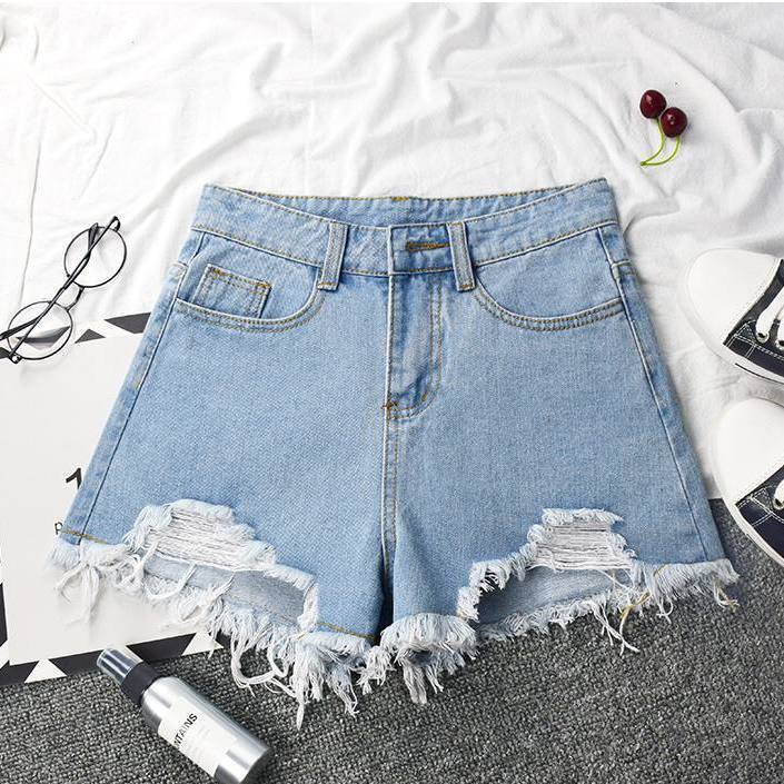 Denim Shorts High Waist Women's Hot Girl Elastic High Tight Slimming Sheath