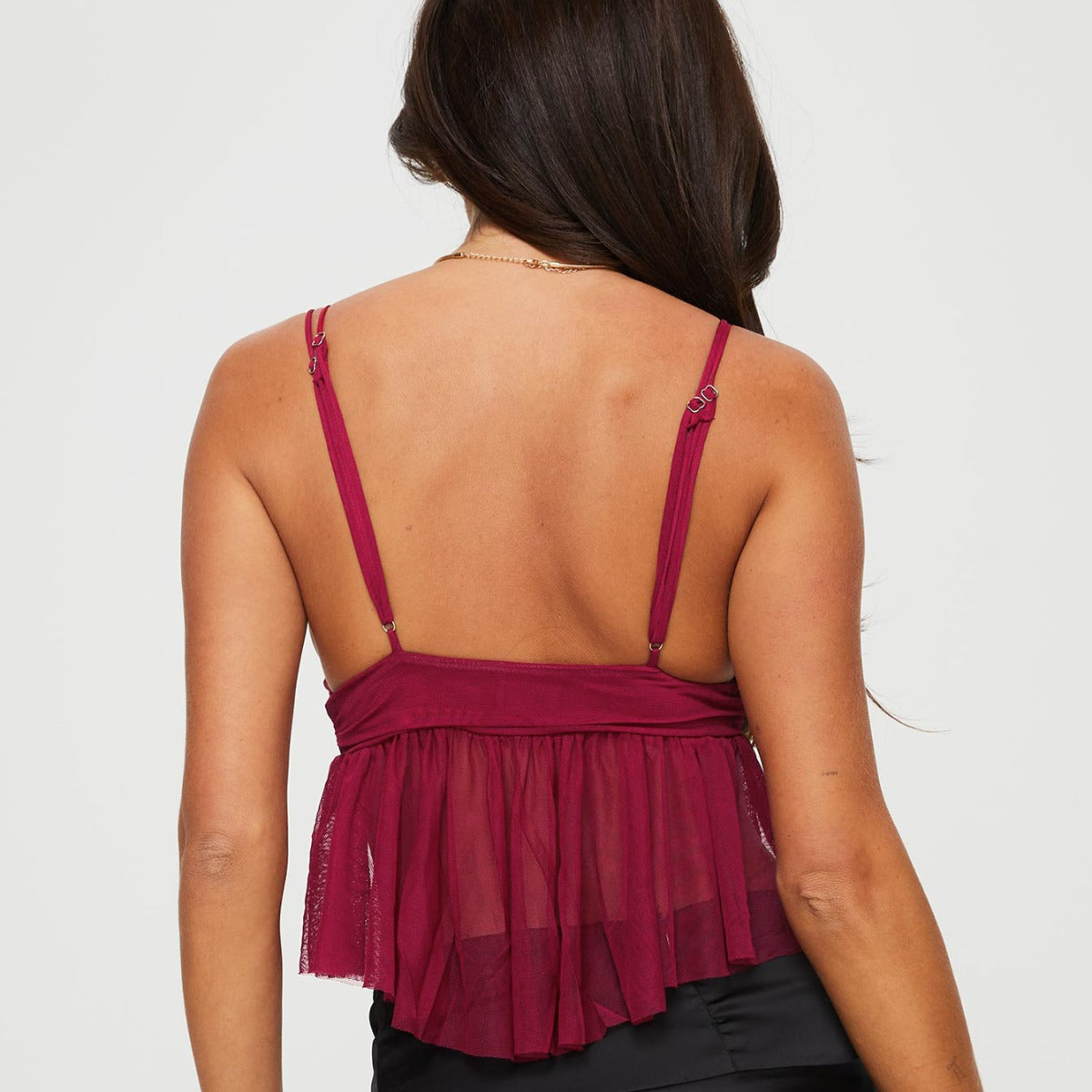 Women's Fashion Lace Ruffled Spaghetti Straps Top