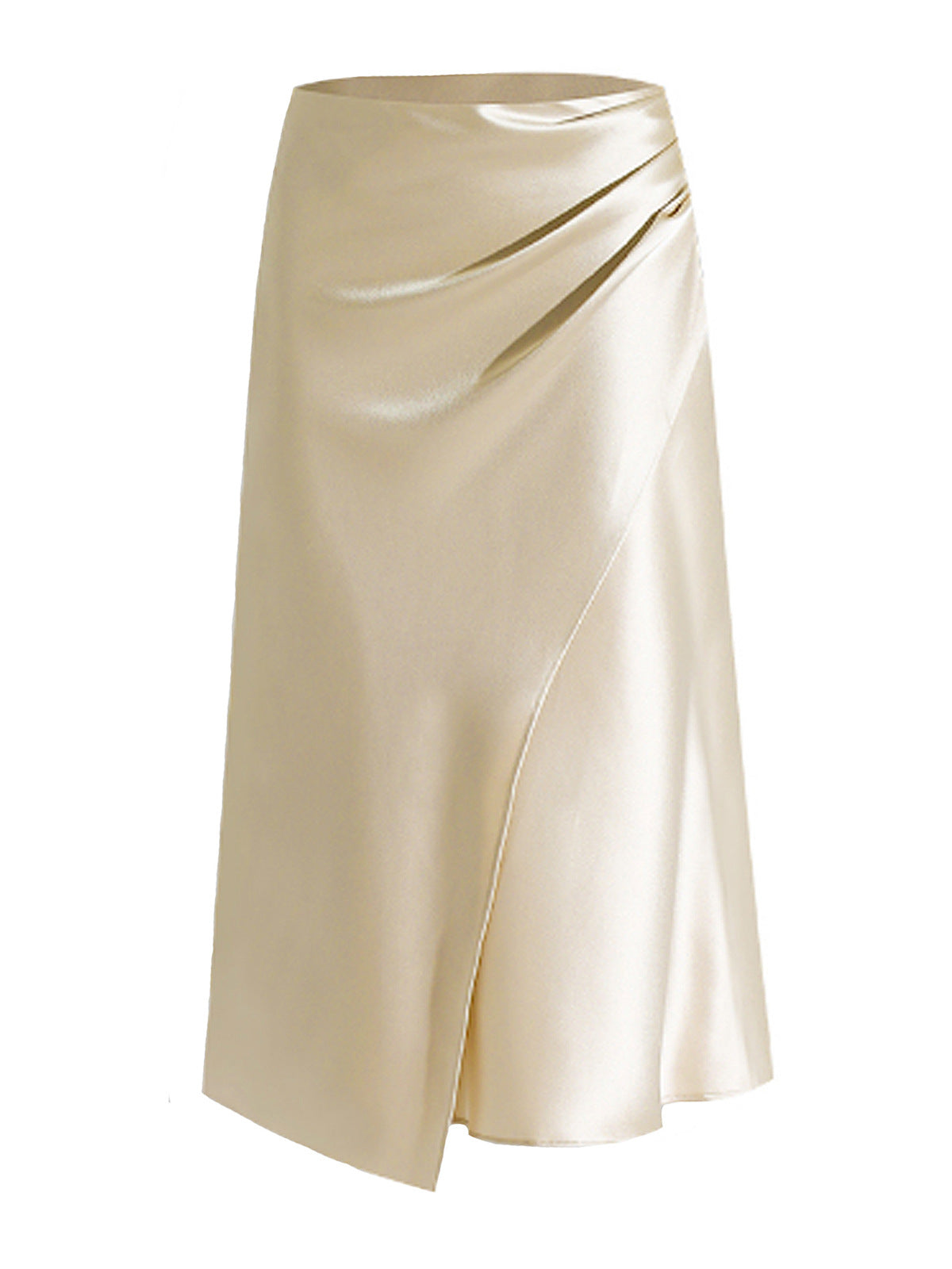 Women's High Waist Satin Heap Pleated Split Dress