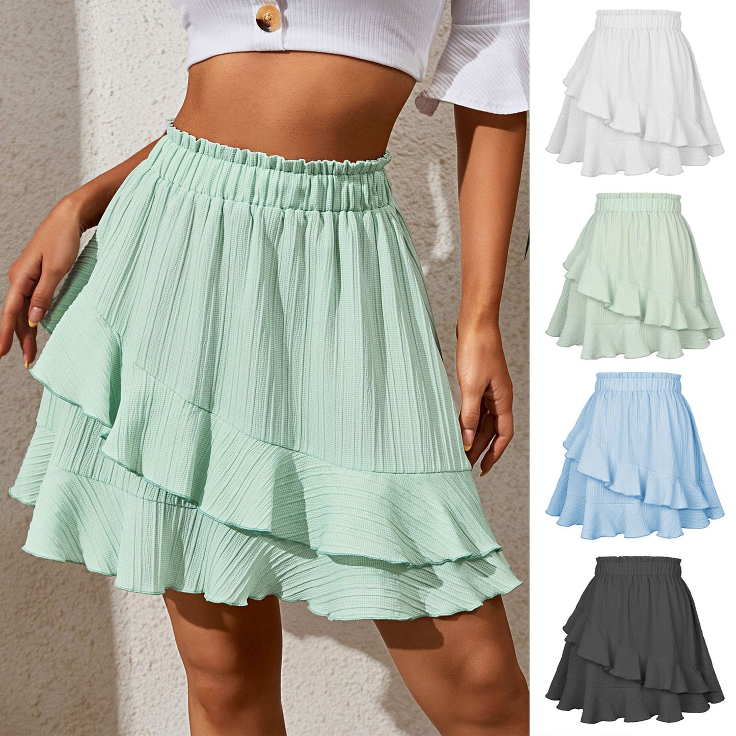 Ruffled Skirt Women's High Waist