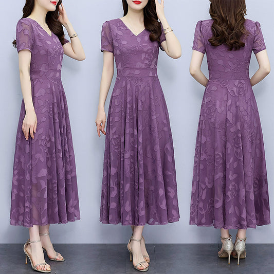 Chiffon Jacquard Dress Plus Size