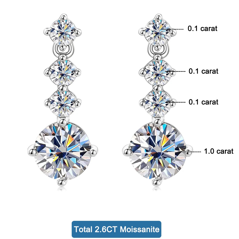 OPHELIA EARRING
3cttw D Color Moissanite Dangle Earrings For Women 
925 Sterling Silver Original Long Tassel Ear Drops