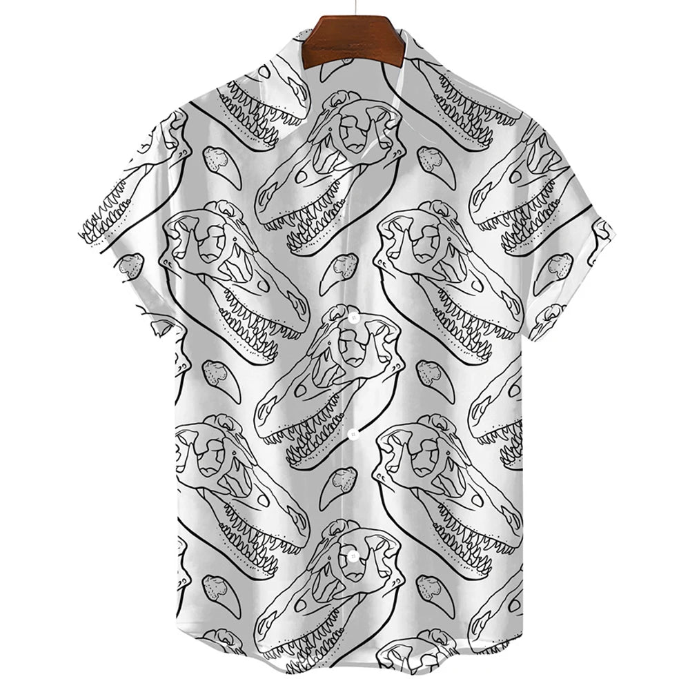 Cute Dinosaur 3d Print Shirts Men's Women's Hawaiian Shirts Men's Vocation Blouses Lapel Shirt Cuba Camisa Men's Clothing Animal