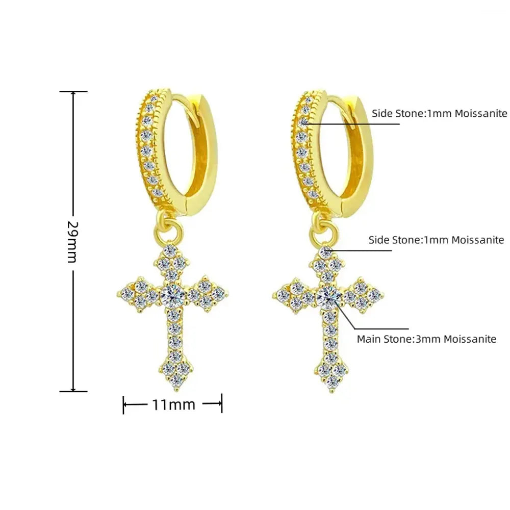 Cross Pendant Earrings
D VVS1 All Moissanite  Earrings for Women -Men