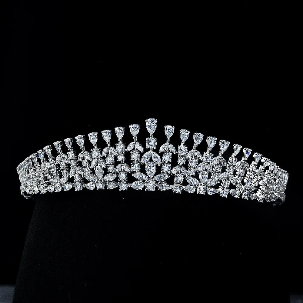 Headdress -3
 18K White Gold Plated Created Moissanite for Women Wedding Gift 925 Sterling Silver Hair Accessories