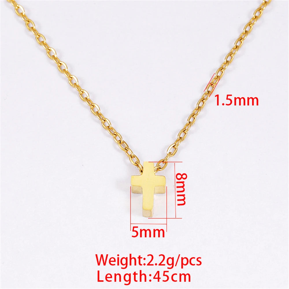 Cross Necklace
 For Women Female Gold Color Stainless Steel Small Cross Pendant Religious Jewelry Gift