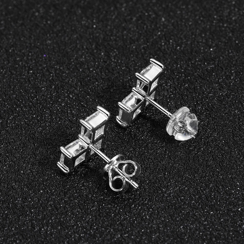 EARRING
  Cut Moissanite Earring 925 Sterling Sliver Plated with 18k White Gold