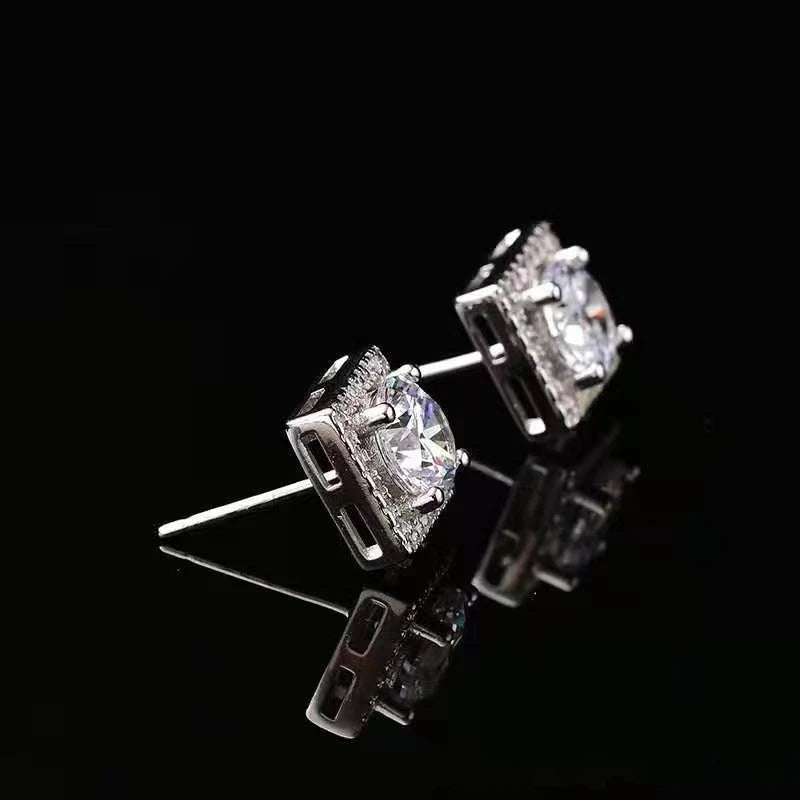 RAMONA EARRING
925 Sterling Silver 0.5/1 Carat Moissanite Square Earrings Men's and Women's