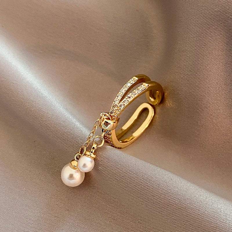 Pearl  Open Ring 
 For Women Girl's Finger Exquisite Accessories