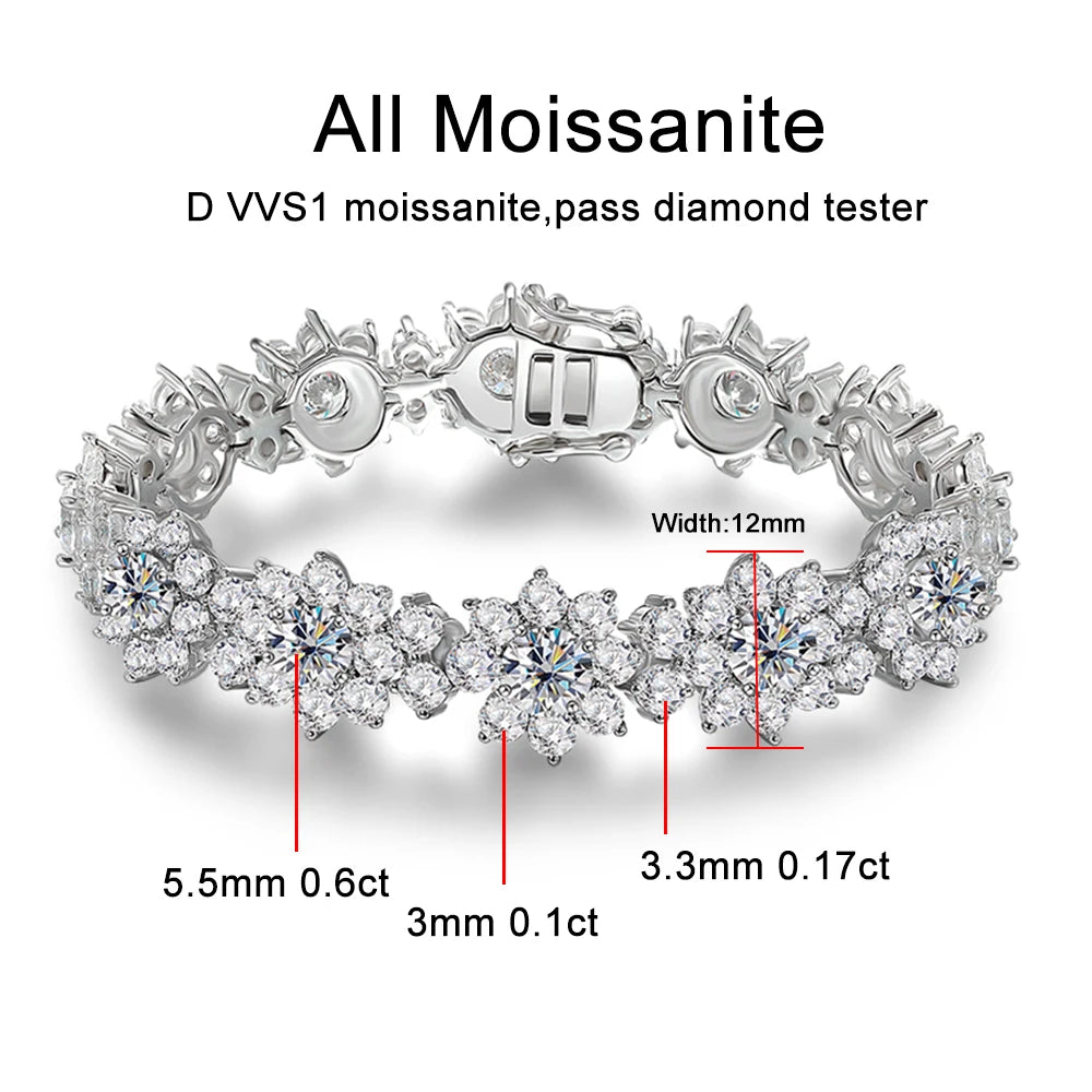 SUNFLOWER BRACELET
 D VVS1 Moissanite  - GRA certified  925 Silver Bracelet