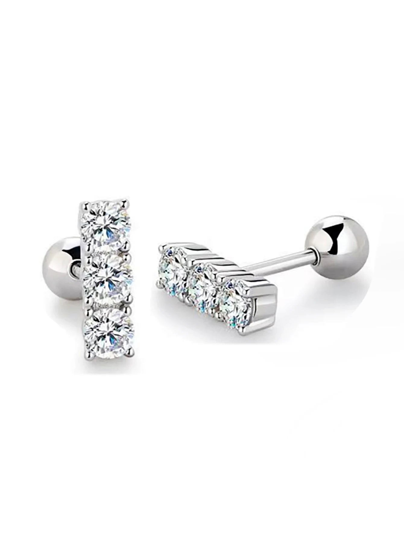 EARRING
925 Sterling Silver 0.3 Carat * 2 Moissanite Straight Row Earrings Fashion Trend Design Light Luxury Niche Senior Ladies