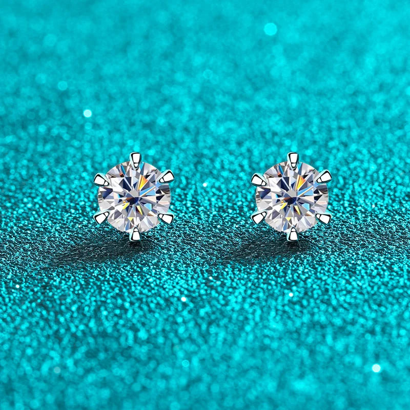 STAR EARRING
 1ct Moissanite  with GRA s925 Sterling Sliver Plated 18k White Gold Stud Earring