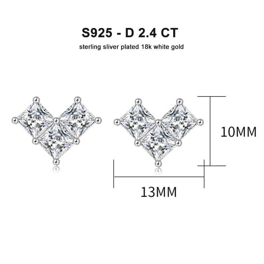 EARRING
  Cut Moissanite Earring 925 Sterling Sliver Plated with 18k White Gold