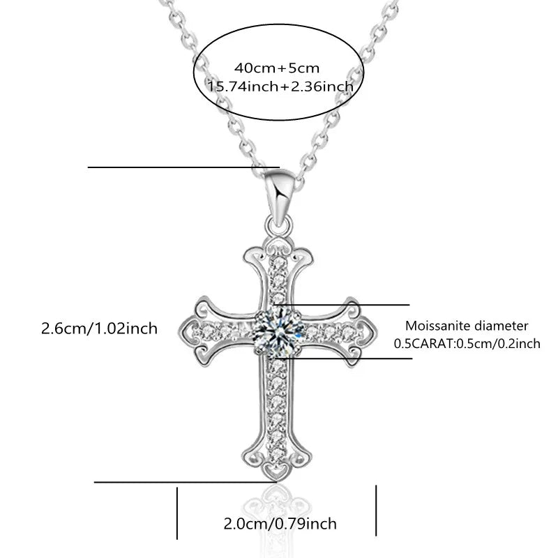 Hazel NECKLACE
925 Sterling Silver 0.5 Carat Moissanite Cross Necklace Fashion Design Niche Luxury Senior Ladies Birthday Gift for Girlfriend