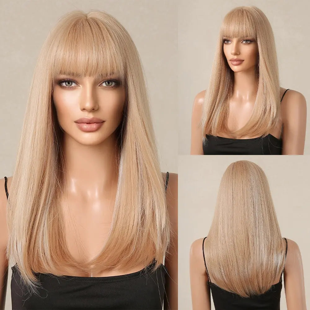 WIG
Blonde with Brown Highlight Long Straight Synthetic