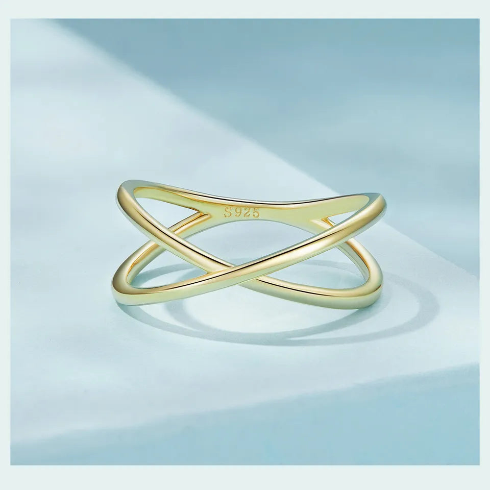 RING
 14K Gold Plated X Ring Dainty Minimalist 925 Sterling Silver Cross Ring for Women Promise Jewelry