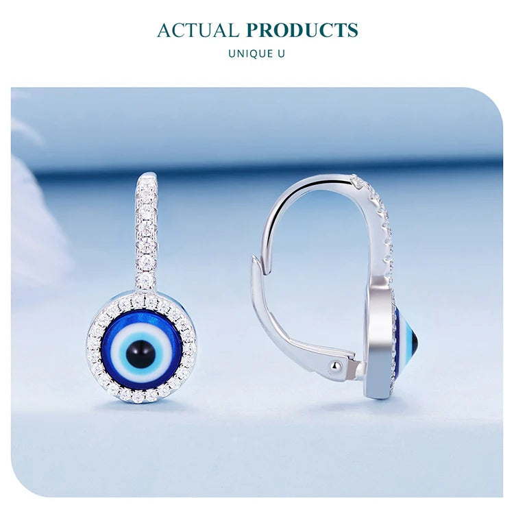 Evil blue eye
 925 Sterling Silver  Earrings