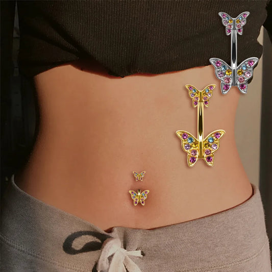 1PC Trendy Butterfly Pendant Belly Button Ring Sexy Body Piercing Bars Piercings Navel Piercing Gothic Jewelry Wedding Jewelry