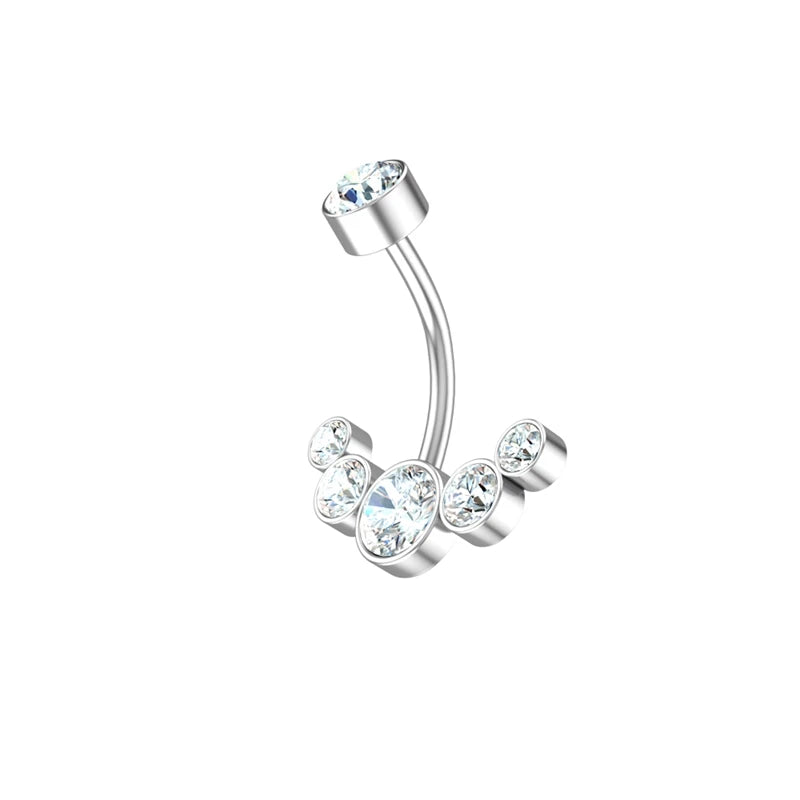 -14G Dangle Belly Button Rings For Women Girls 316L Surgical Steel Curved Navel Barbell Crystals Zircon Body Jewelry Piercing