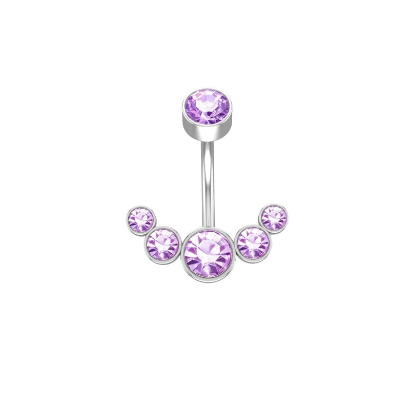 -14G Dangle Belly Button Rings For Women Girls 316L Surgical Steel Curved Navel Barbell Crystals Zircon Body Jewelry Piercing