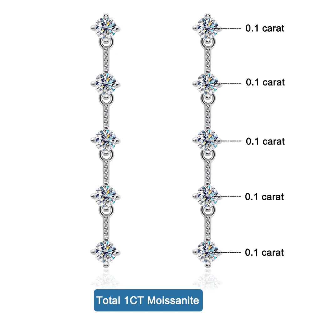 OPHELIA EARRING
3cttw D Color Moissanite Dangle Earrings For Women 
925 Sterling Silver Original Long Tassel Ear Drops