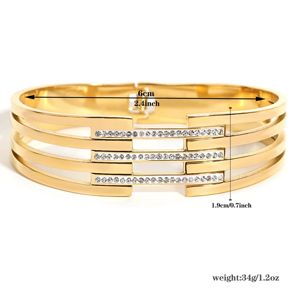 Bangles Bracelets
- S. Steel Bangles Bracelets for Women Gold Plated Metal Wide Bracelet Waterproof Jewelry