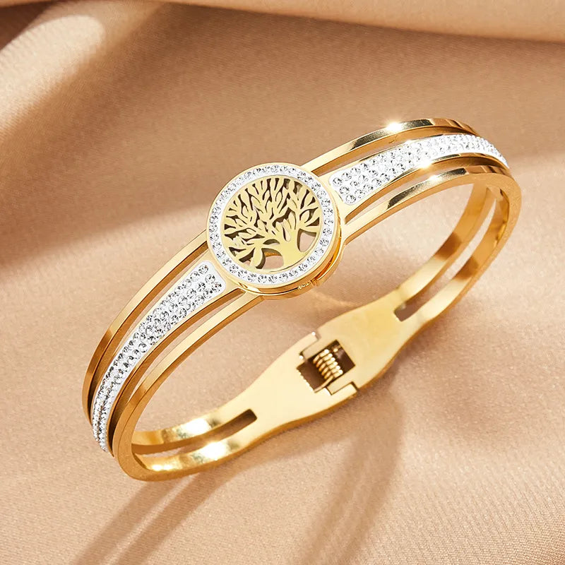 YELLOW ROSE RING
Stainless Steel Bangle Tree Of Life With Stone Wristband Gold Color And Silver Color