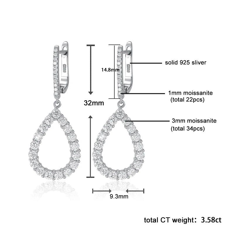 EARRING—
- D VVS1 Full Moissanite Pandent Earrings for Women 
 with GRA S925 Sterling Sliver Earring