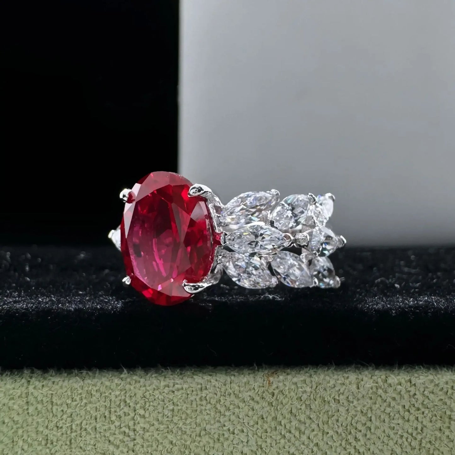 RING-
Solid 14K White Gold AU585 Platinum PT950 Skeleton Diamond Ring 3 Carat Ruby Diamond Ring for Women Gift