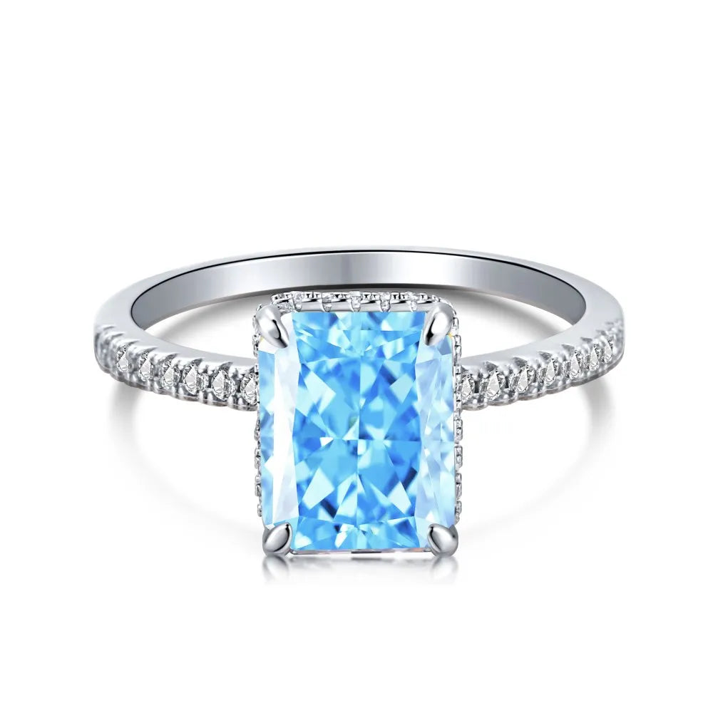 RING
Real 925 Sterling Silver Rose Gold Crushed Ice 4CT Colorful Sapphire Synthetic Moissanite