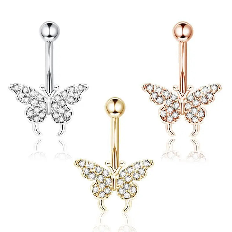 1PCS S. Steel CZ Belly Button  Jewelry Butterfly Belly Button Ring Sexy Navel Ring For Women