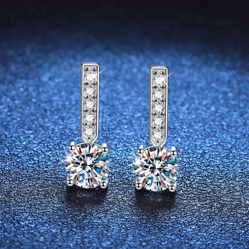 Earring
 1ct D Color Moissanite Pendant Earrings for Women 
Pass Diamond Tester with 
S925 Sliver Wedding Engagement Earring