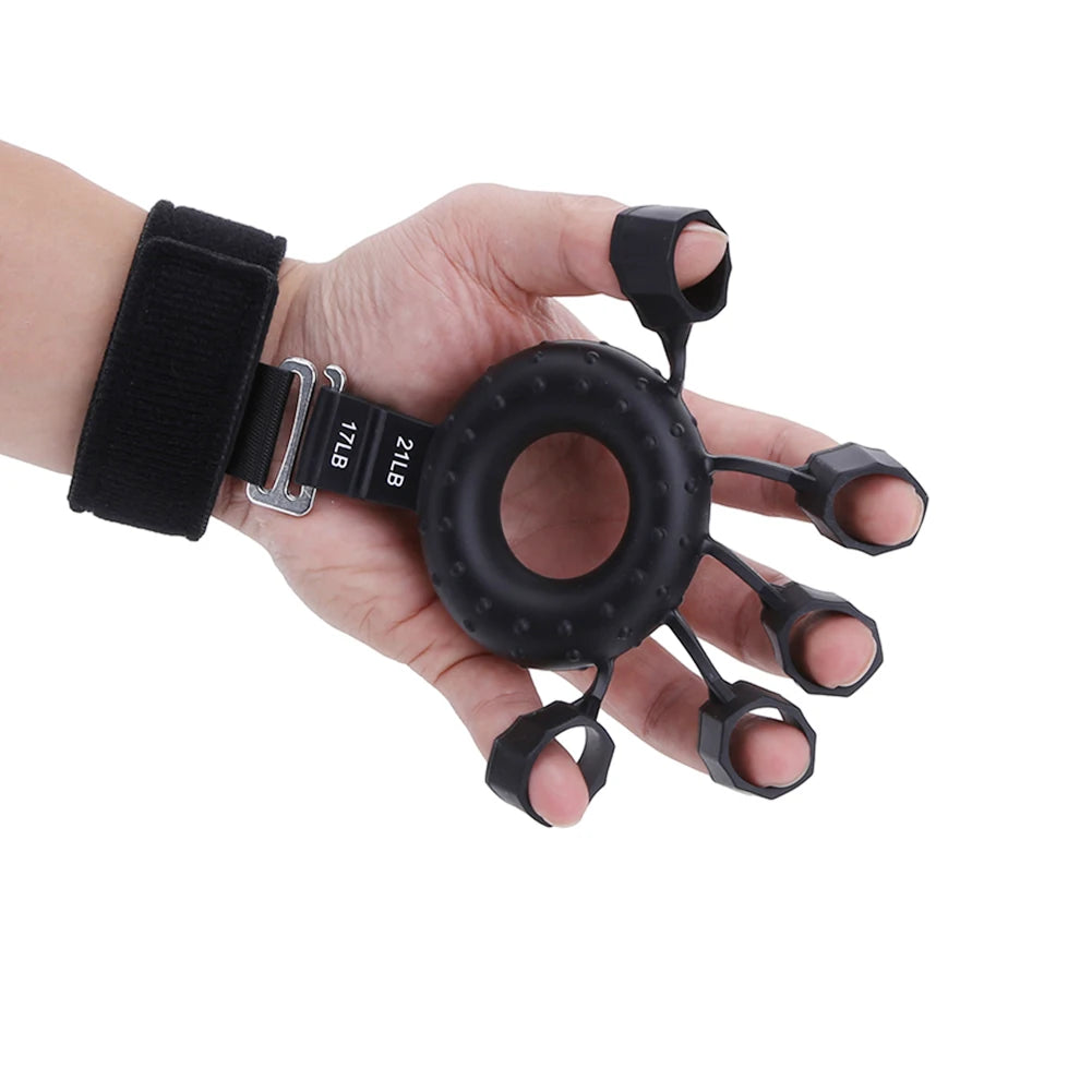 Silicone Adjustable Finger Extensor Exerciser Gripper Finger Strengthener with Wristband Hand Muscle Trainer for Climbing Guitar