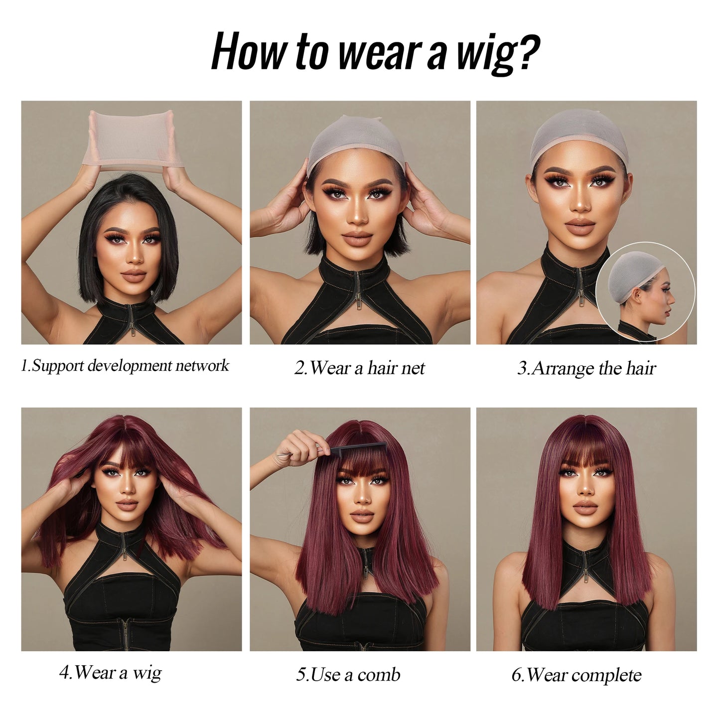 WIG
- with White Highlights Short Straight - with Bangs Cosplay Party Hair High Temperature Fiber for Women