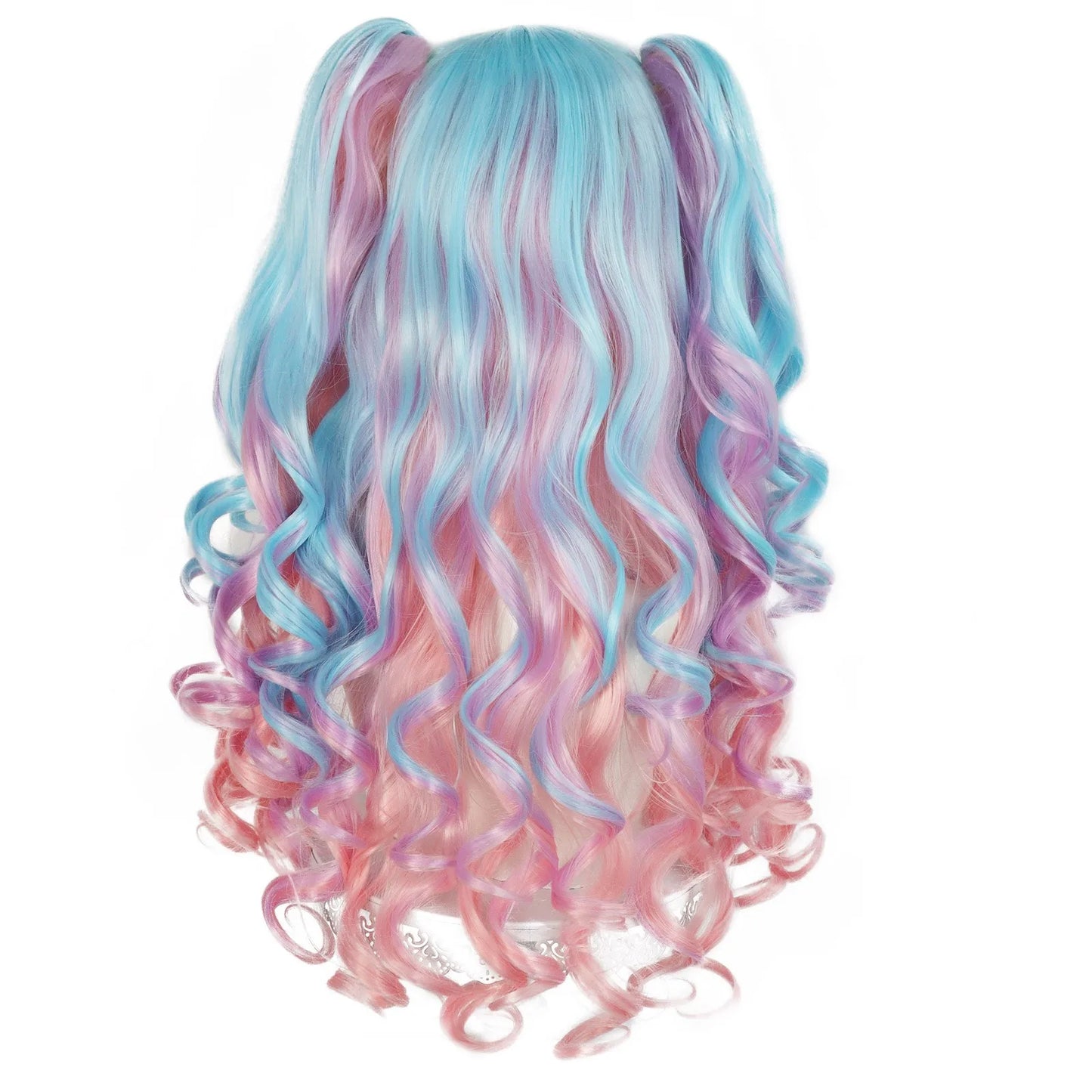 WIG
24inch Cheap High Quality Rainbow Colorful Long Curly Curly Ponytails Lolita Cosplay Wig for Halloween Christmas School