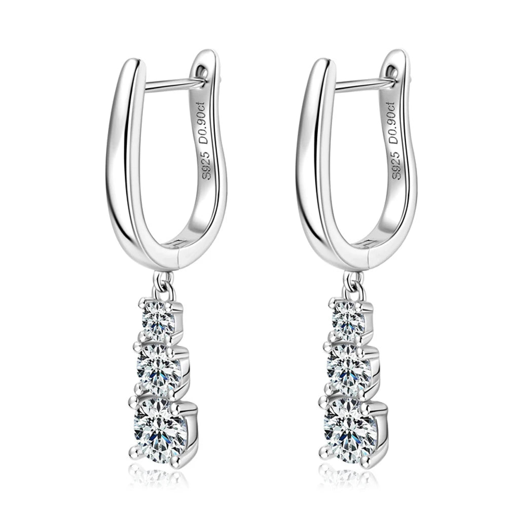 EARRING
-D VVS1 Full Moissanite Pandent Earrings for Women  
S925 Sterling Sliver Earring