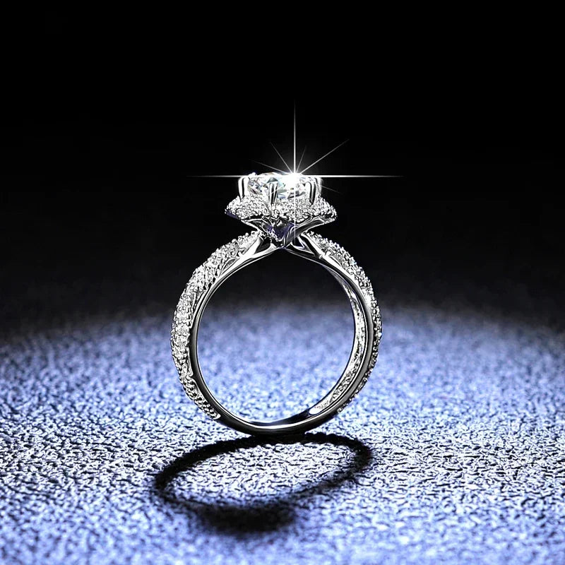 RING 18K White Gold Eternal Wedding Ring Real GRA VVS 1 Carat Moissanite Diamond Ring