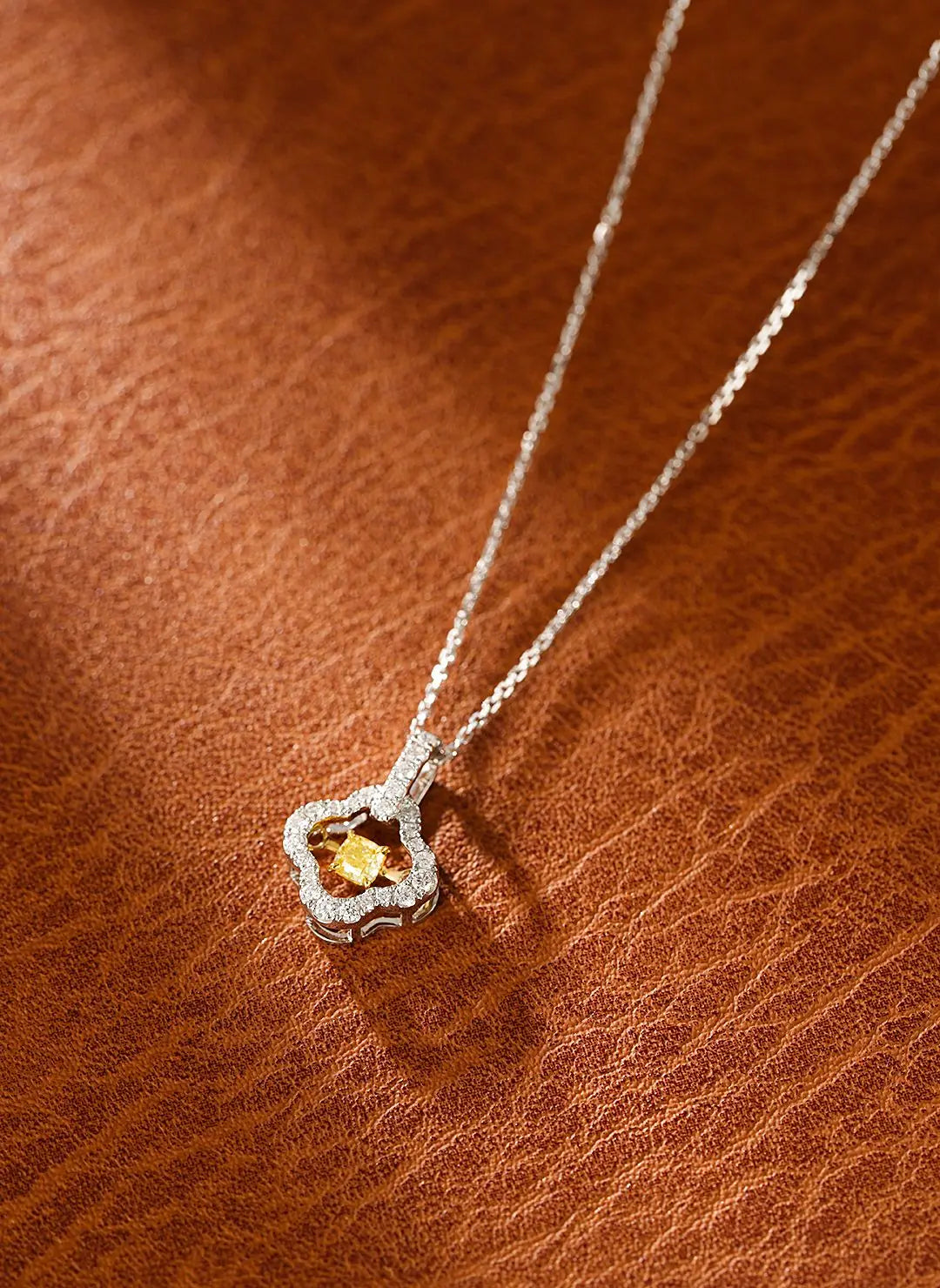 -NECKLACES- Pure 18K Gold Jewelry Solid G18K Natural Yellow Diamonds 0.133ct Pendant Gemstone