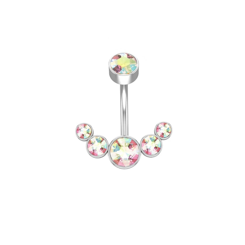 -14G Dangle Belly Button Rings For Women Girls 316L Surgical Steel Curved Navel Barbell Crystals Zircon Body Jewelry Piercing