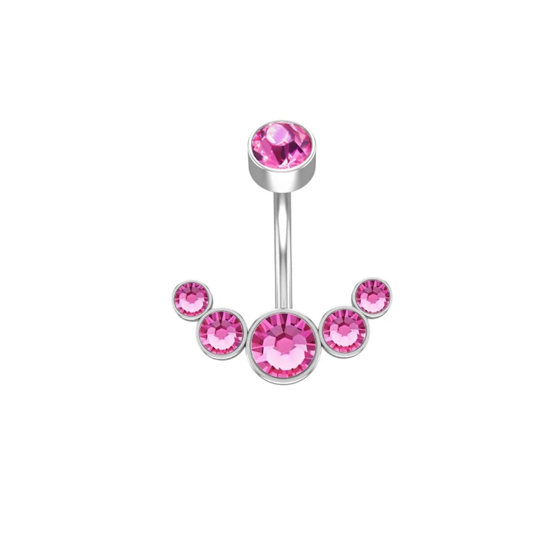 -14G Dangle Belly Button Rings For Women Girls 316L Surgical Steel Curved Navel Barbell Crystals Zircon Body Jewelry Piercing